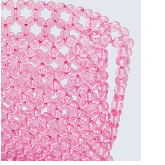Pink clear beaded woven pink clear crossbody bag - Picture 16 of 16